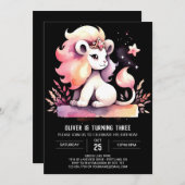 Kinder verzaubert Löwe zum Geburtstag Einladung (Vorne/Hinten)