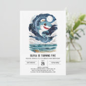 Kinder verzaubert Nautical Shark Geburtstag Einladung (Stehend Vorderseite)