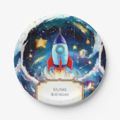 Kinder verzauberte Rakete zum Geburtstag Pappteller (Vorderseite)