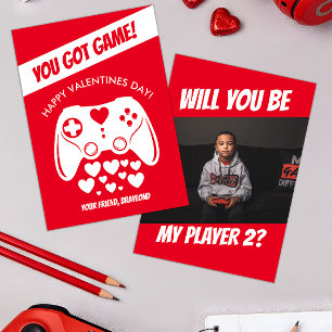 Kinder-Videospiel-Valentinstag-Karte