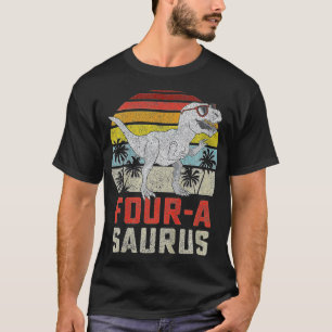 Kinder Vier Jahre Saurus Geburtstag T Rex 4 Jahre T-Shirt
