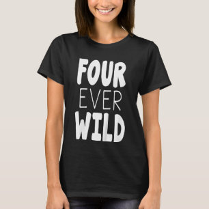 Kinder Vier Jungen Wild 4. Geburtstag Junge Mädche T-Shirt