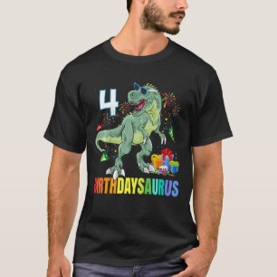 Kinder Vier Saurus Geburtstag Rex Dino 4. Dinosaur T-Shirt