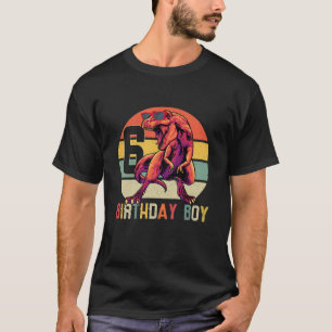 Kinder Vintag 6 Jahre alt Geburtstag Junge Dinosau T-Shirt
