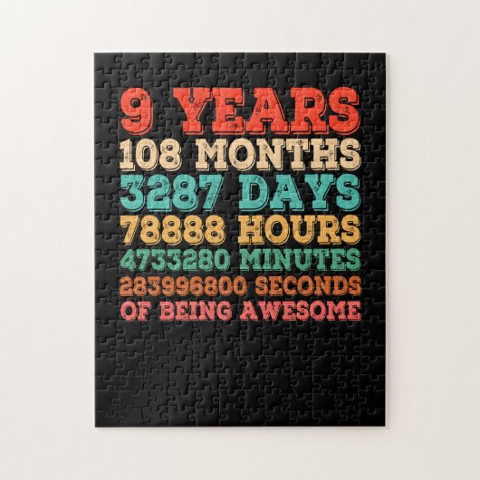 Kinder Vintag 9. Geburtstag 9 Jahre alt Puzzle (Vertikal)