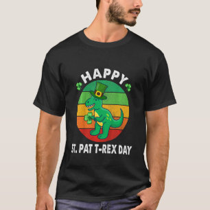 Kinder Vintag Happy St Pat Trex Day Dino Patricks  T-Shirt