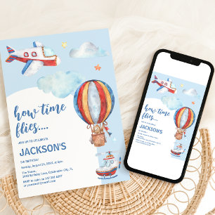 Kinder Vintage-Flug-Wasserfarben-Geburtstagsfeier Einladung