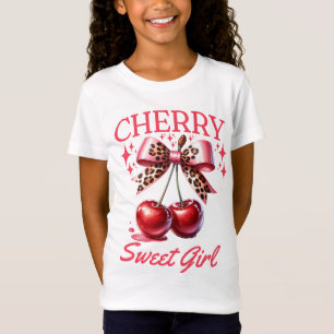 Kinder Vintage Kirsche und rosa Bogen T-Shirt