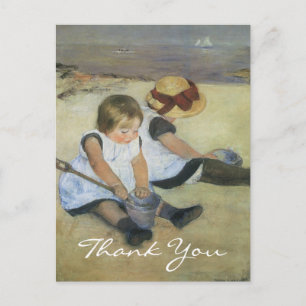 Kinder von Cassatt spielen am Strand Postkarte