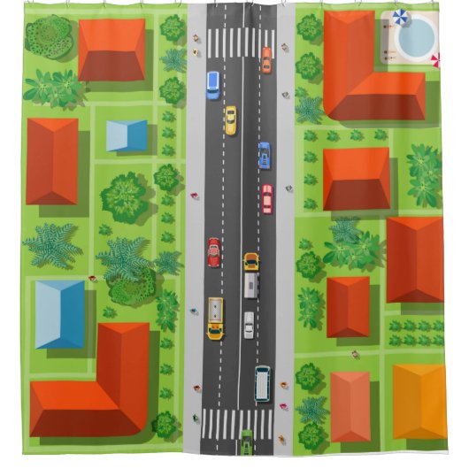 Kinder Vorstadtwagen Duschvorhang (Vorderseite)