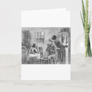 Kinder wachen weit auf Weihnachtsabend auf Feiertagskarte