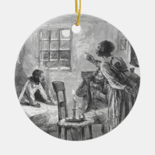 Kinder wachen weit auf Weihnachtsabend auf Keramikornament