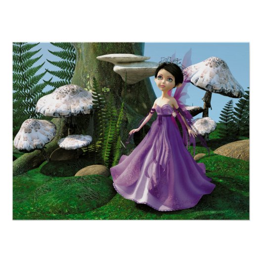 Kinder Waldfee Pilz Wald Kunst Poster (Vorderseite)