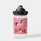 Kinder Wasser Flasche Rosa mit Einhorn & Blume (Rückseite)