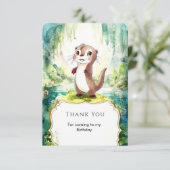 Kinder Wasserfarbe Otter Geburtstag Dankeskarte (Stehend Vorderseite)