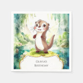 Kinder Wasserfarbe Otter Geburtstag Serviette (Vorderseite)