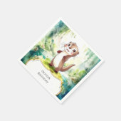 Kinder Wasserfarbe Otter Geburtstag Serviette (Ecke)