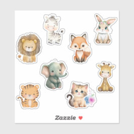 Kinder Wasserfarbene Tiere Aufkleber