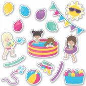Kinder Wasserspielen mit Mädchen Aufkleber (Vorderseite)