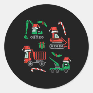 Kinder Weihnachten Baustellenfahrzeuge LKW Xmas Bo Runder Aufkleber
