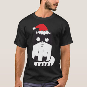 Kinder Weihnachten Chat mit rotem Hut Niedlich Wei T-Shirt