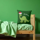 Kinder Weihnachten Dinosaurier Custom Green Throw  Kissen