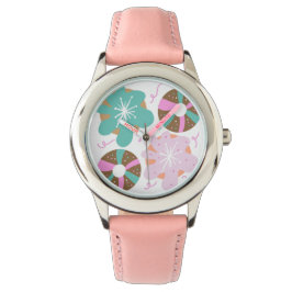 Kinder Weihnachten Donuts Doodle Pink Aquamarin Armbanduhr