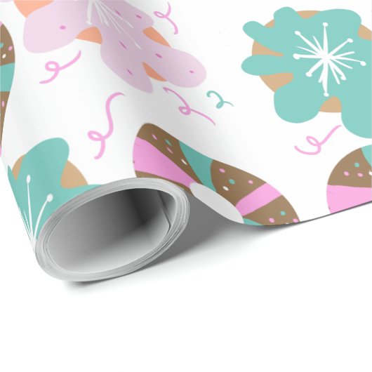 Kinder Weihnachten Donuts Doodle Pink Geschenkpapier (Rolleneckpunkt)