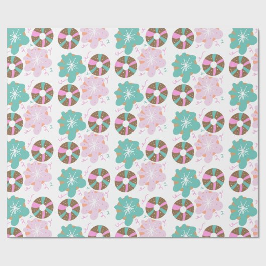 Kinder Weihnachten Donuts Doodle Pink Geschenkpapier (Flach)