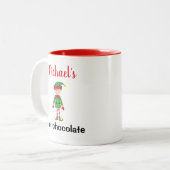 Kinder Weihnachten Heiße Schokolade Personalisiert Zweifarbige Tasse (Vorderseite Links)
