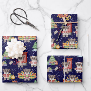 Kinder Weihnachten Niedliche Feiertage Bär Geschenkpapier Set