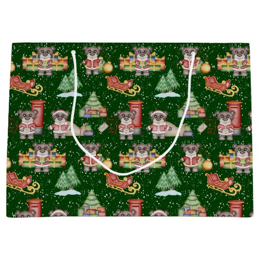 Kinder Weihnachten Niedliche Feiertage Bär Große Geschenktüte (Vorderseite)
