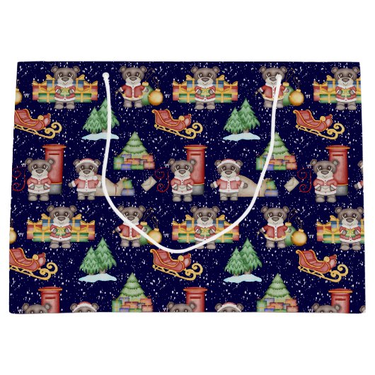 Kinder Weihnachten Niedliche Feiertage Bär Große Geschenktüte (Vorderseite)