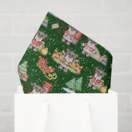 Kinder Weihnachten Niedliche Feiertage Bär Seidenpapier