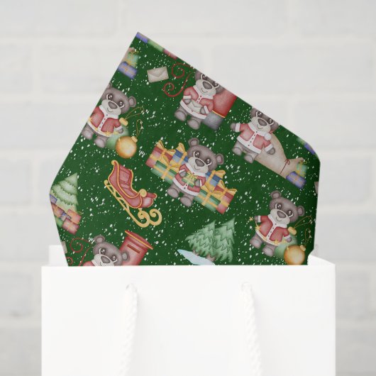 Kinder Weihnachten Niedliche Feiertage Bär Seidenpapier (Geschenktüte)