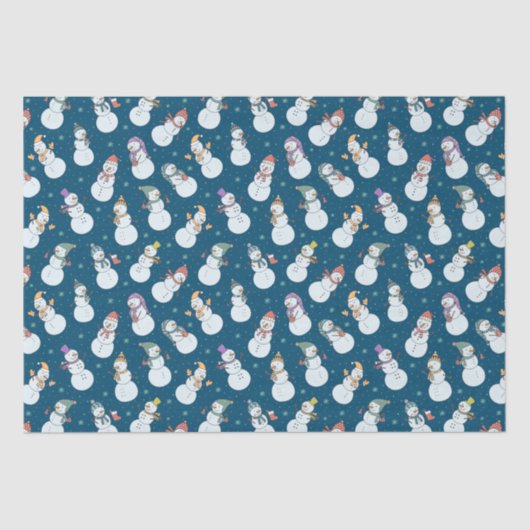 Kinder Weihnachten Niedlicher Schneemann in Hats B Seidenpapier (Vorderseite)