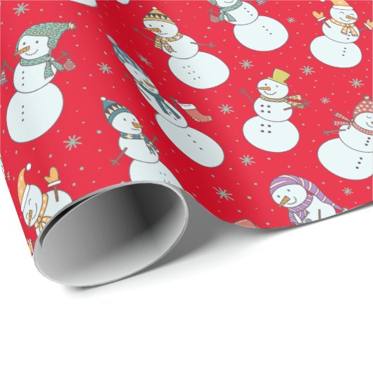Kinder Weihnachten Niedlicher Schneemann in Hats R Geschenkpapier (Rolleneckpunkt)