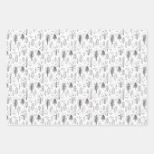 Kinder Weihnachten Niedlicher Schwarz-Weiß-Bäume W Geschenkpapier Set (Vorderseite 2)