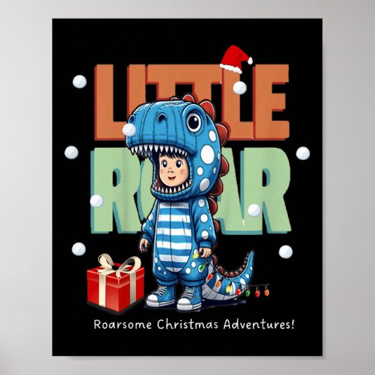 Kinder Weihnachten Roar Dinosaurier Kinder Jungs W Poster (Vorne)