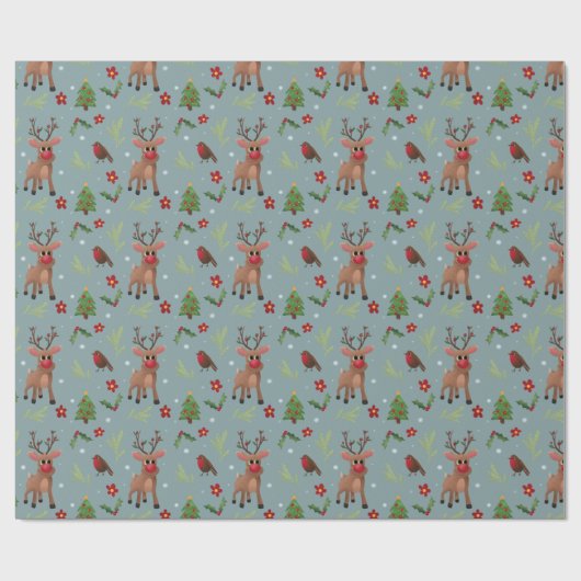Kinder Weihnachten Rudolph Reindeer Pattern Urlaub Geschenkpapier (Flach)
