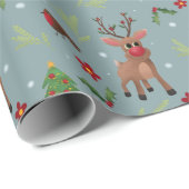 Kinder Weihnachten Rudolph Reindeer Pattern Urlaub Geschenkpapier (Rolleneckpunkt)