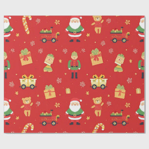 Kinder Weihnachten Santa & Spielzeug  30 x 60 ft Geschenkpapier
