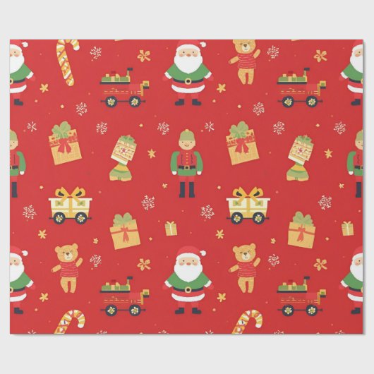 Kinder Weihnachten Weihnachten und Spielzeug 30 in Geschenkpapier (Flach)