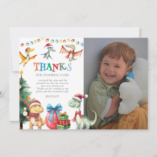 Kinder Weihnachts Dinosaurier Danke Karte (Vorderseite)