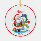 Kinder Weihnachts Foto Vorname Jahr Weihnachten Keramik Ornament (Hinten)