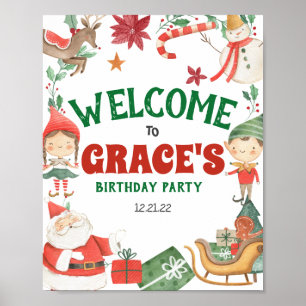 Kinder Weihnachts-Party Begrüßungszeichen Poster