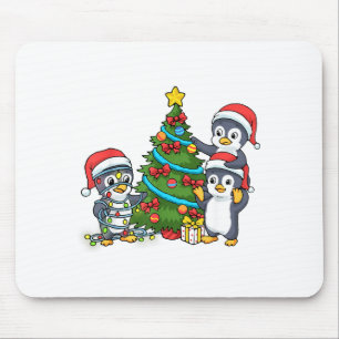 Kinder Weihnachts Pinguin Weihnachtsbaum Lichter C Mousepad