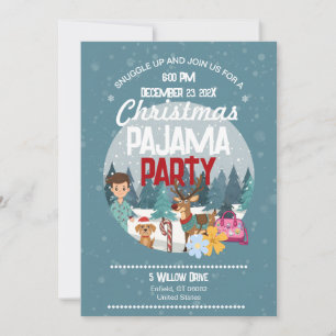 Kinder-Weihnachts-Pyjama-Party-Schlafübernachtung- Einladung
