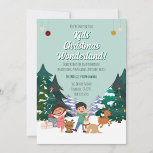 Kinder-Weihnachts-Wunderland-Party-Feiertags-Wald  Einladung