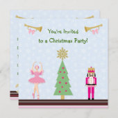 Kinder - Weihnachtsbaum, Ballerina, Nutcracker Einladung (Vorne/Hinten)